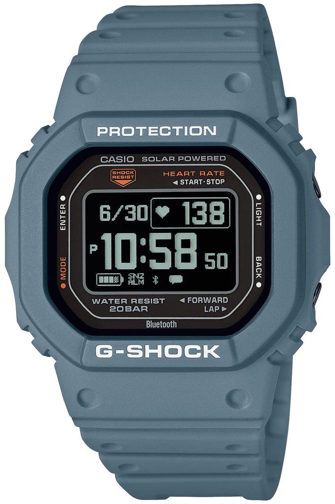 Casio G-Shock Watch (Official Japanese Product) G-SQUAD with Bluetooth Heart Rate Monitor, DW-H5600-2JR, Men's, Pale Blue