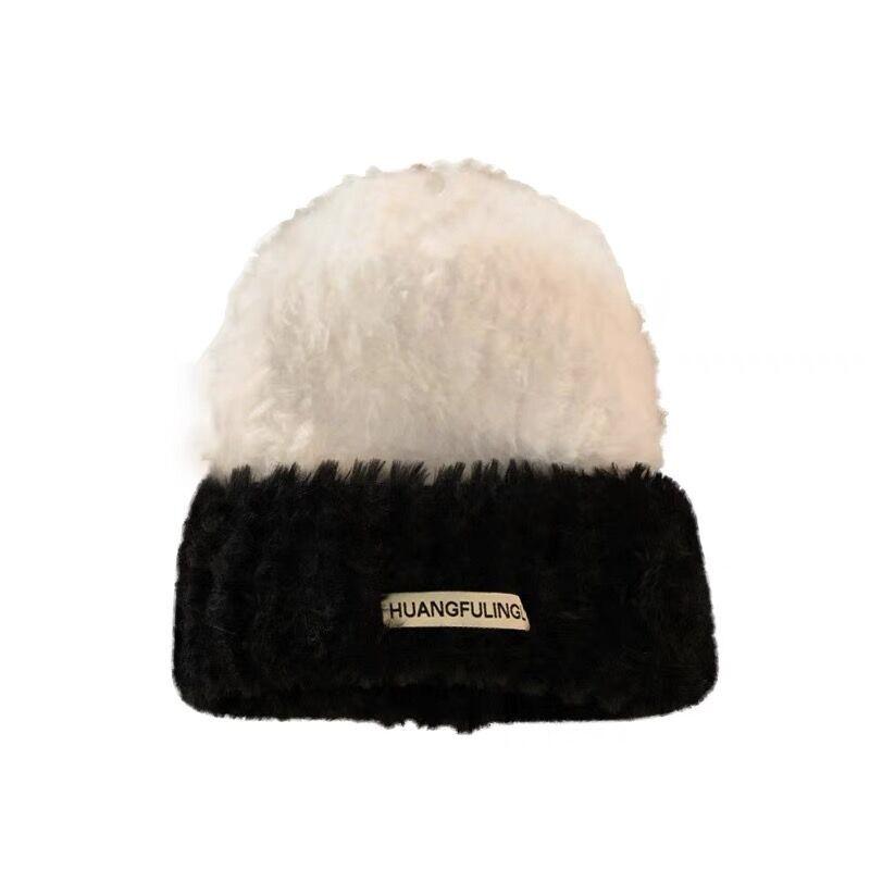 Autumn and Winter All Match Knitted Headband  Small Face  Warm Ear Protection Furry Cold Hat Large Head Circumference