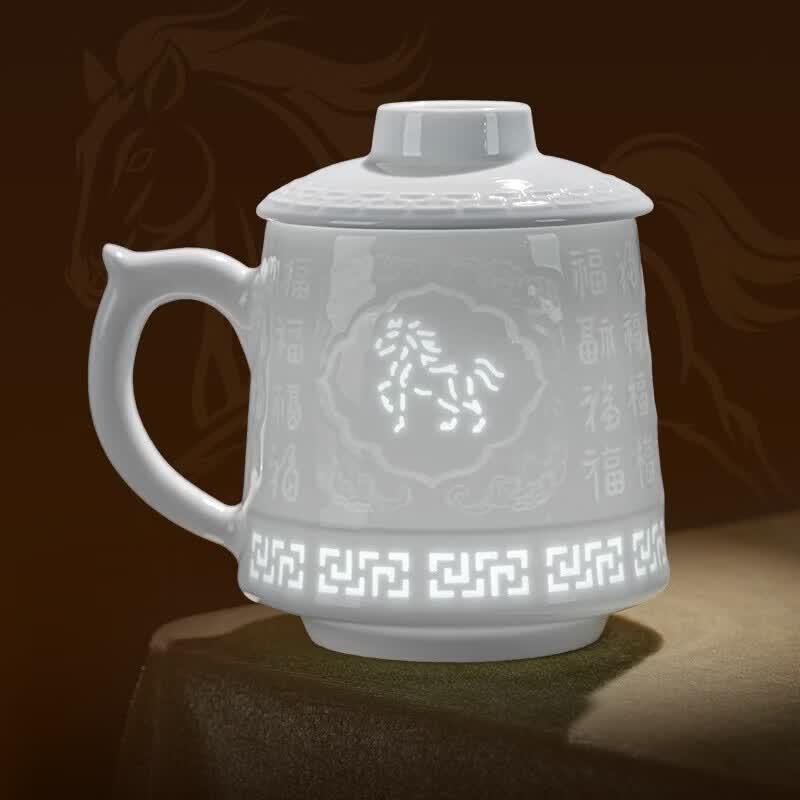 Aowei Jingdezhen Zodiac Tea Filter Office Mug