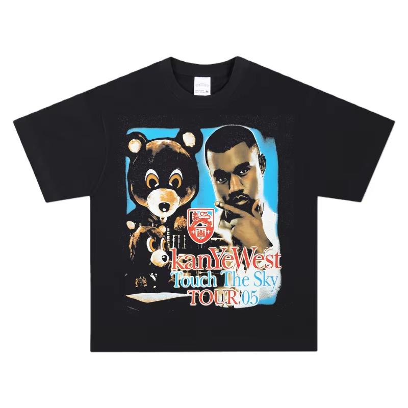 

For Unisex & Women Kanye West Touch The Sky Tour T-Shirt Harajuku Trendy Streetwear Premium Cotton Short Sleeve Oversized Crew Neck M