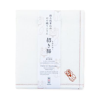 Noren Baumwoll-Geschirrtuch mit Hergestellt in Geeignet für Küche Küche Mücken und Neue Geschenke Siebenlagig Kaya-gewebt Maneki-neko Design, Japan, 100% Baumwolle,