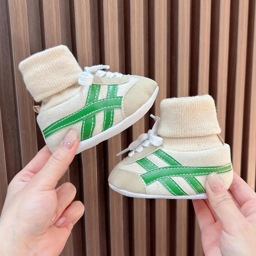 İlkbahar & Sonbahar Bebek Ayakkabıları: Kaymaz Yumuşak Tabanlı Ayakkabı-Çorap Kombinasyonu, Erkek ve Kız Çocukları İçin, 0-12 Ay