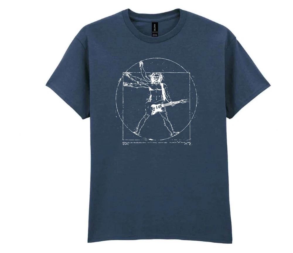 Vitruvian Man playing guittar I Blue Dusk TShirt ultra cotton I music lovers L