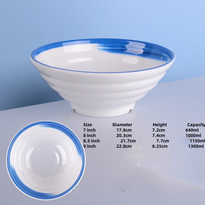 Melamine Noodle Bowl Household Plastic Tableware Restaurant big round Ramen Salad Bowl Thickened Not Easily Broken Soup Bowls