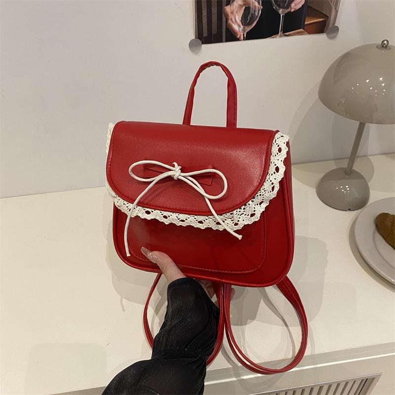 2025 Sweet lace stylish simple design bow foreign casual shoulder crossbody portable small square bag