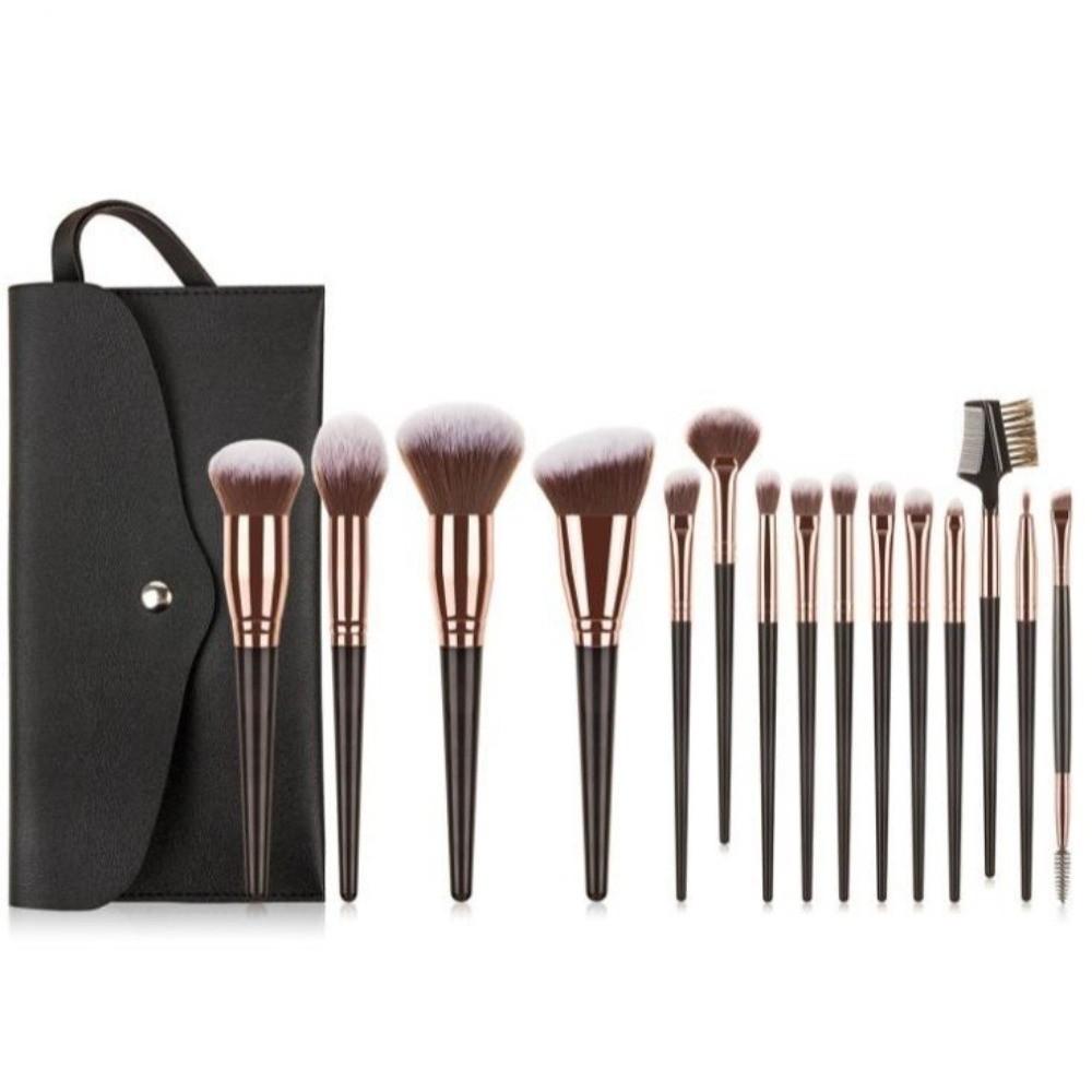15pcs/set Face Bronzer Eye Shadow Brush Set Cosmetics Liner Brow Brush Makeup Brushes Kit  Beginners