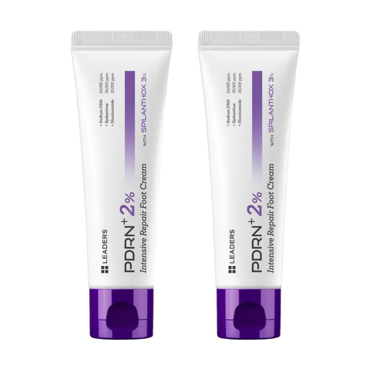 LEADERS PDRN+ 2% Intensive Repair Foot Cream Double Pack Moisturizing Smoothing Care 50g x 2