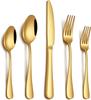 20 Pcs Gold Silverware Set, Stainless Steel Flatware Set, Food Grade Cutlery Utensil Set, Mirror Polished Dishwasher Safe