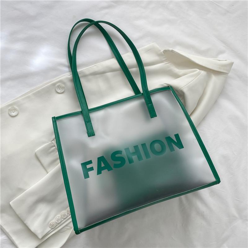 Fashion Capacity Large Transparent Pvc Tote Bag With Splice Details For Daily