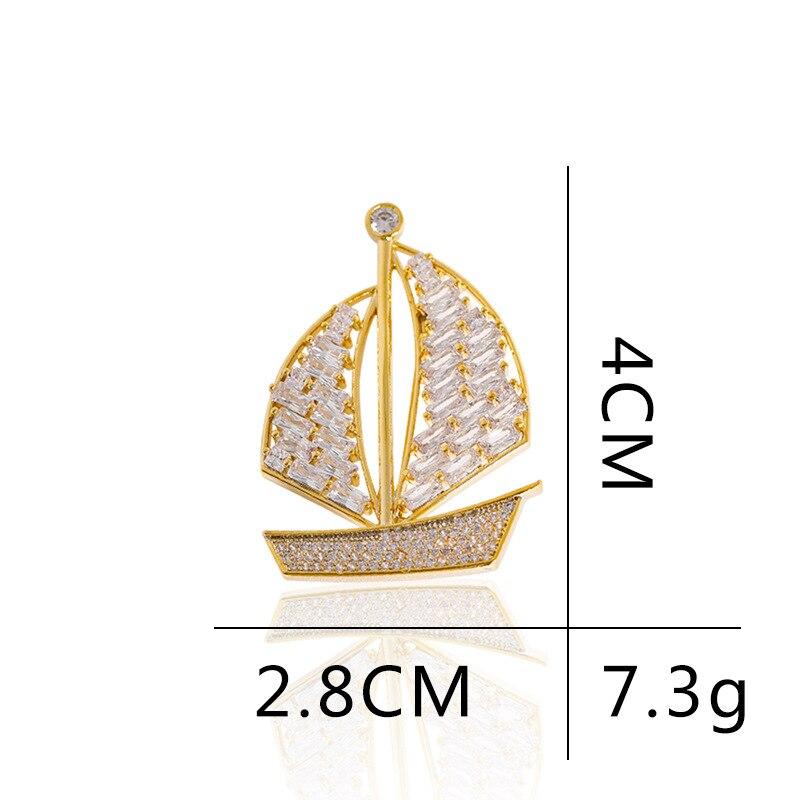 Blucome New Design Sailboat Shape Brooches for Women Men Suit Hijab Pins Daily Fashion