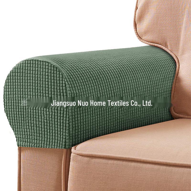 Plaid Stretch Sofa Armrest Cover: Thickened, Anti-Dirt, Solid Color Protector.