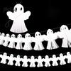 Decorative Holiday Cloth 5 Pcs 10FT Halloween Banner, Spooky Spider Bat Skull Ghost Themed Party Decorations Pumpkin Hanging Bunting Garland