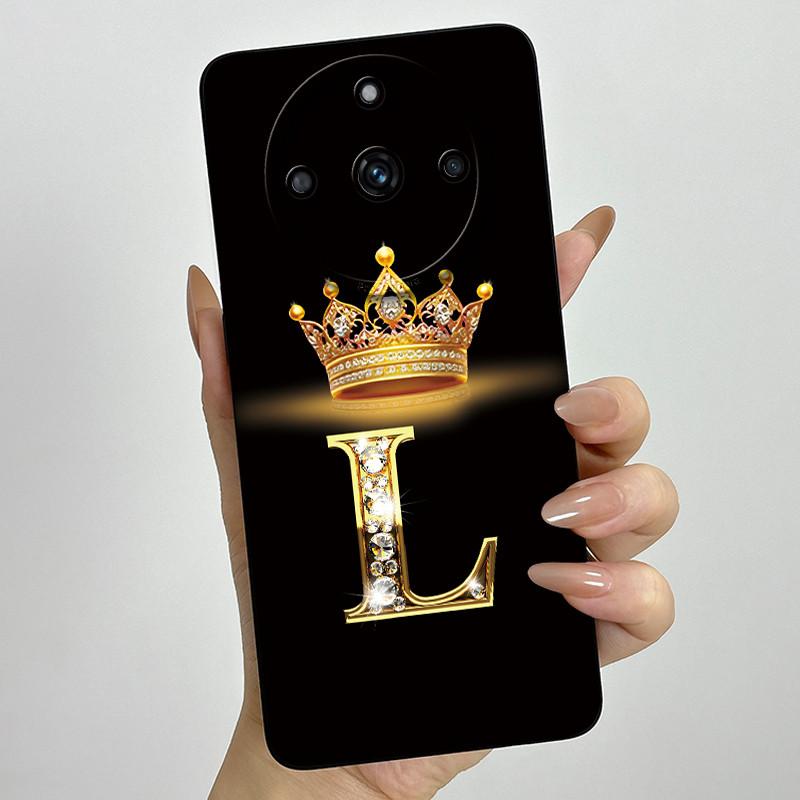For Realme 11 Pro Plus 5G Fashion Initial Letter Couple Phone Case for Realme 11Pro 11 Pro+ Soft Silicone Lens Protective Casing