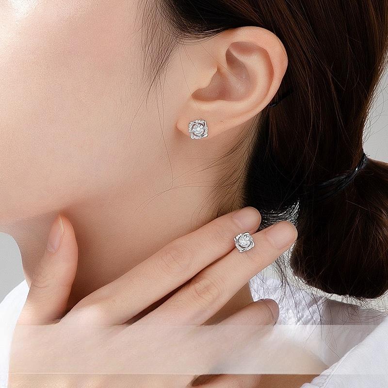 Rotating windmill stud earrings women's classic diamond-encrusted light luxury niche design earrings earrings Qixi Festival gift