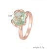 FJ Women Green Stone 585 Rose Gold Color Geometry Rings Zircon
