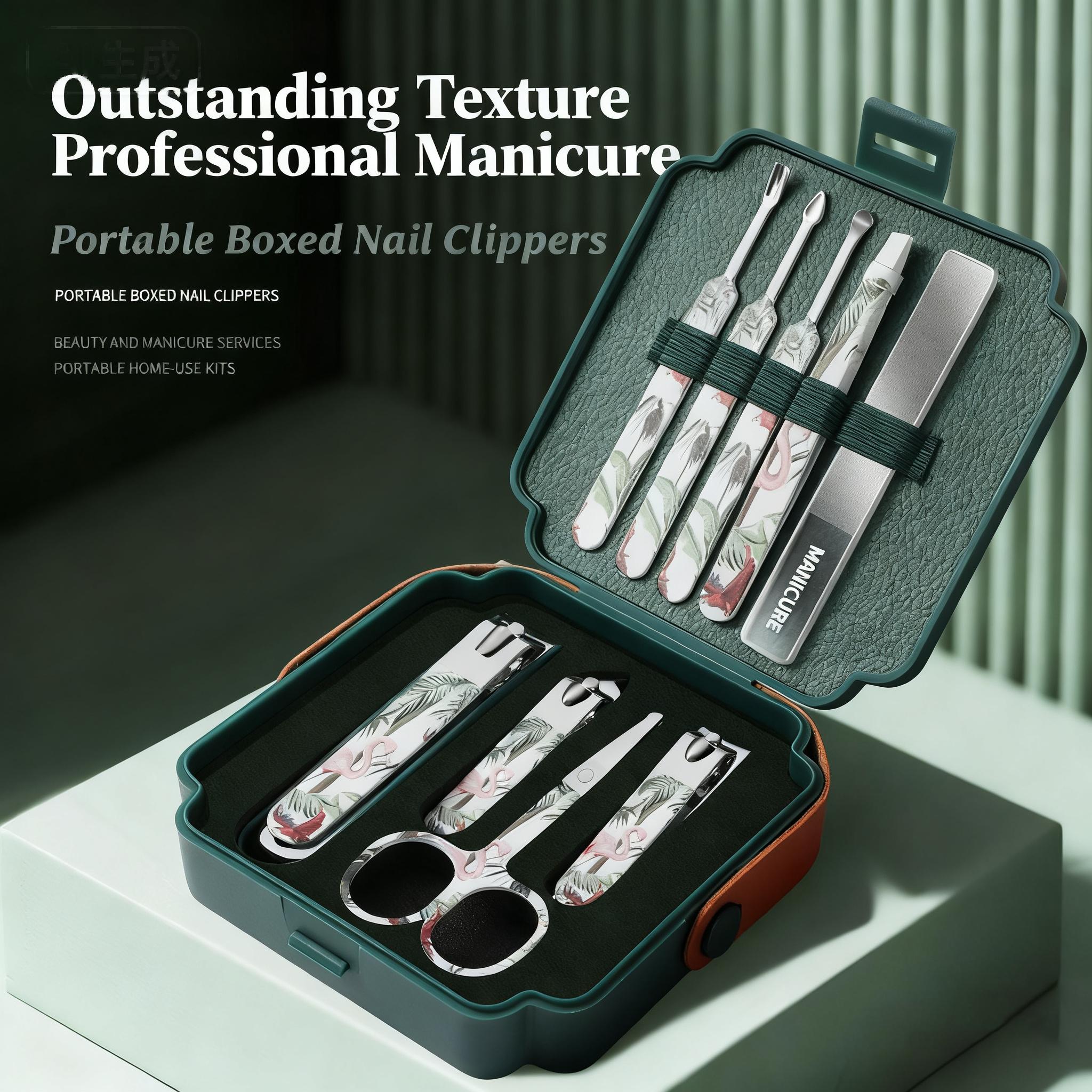 

Stainless steel nail clippers set, precision high-end nail scissors set 9-piece home nail tools set with tweezers and ear spoons