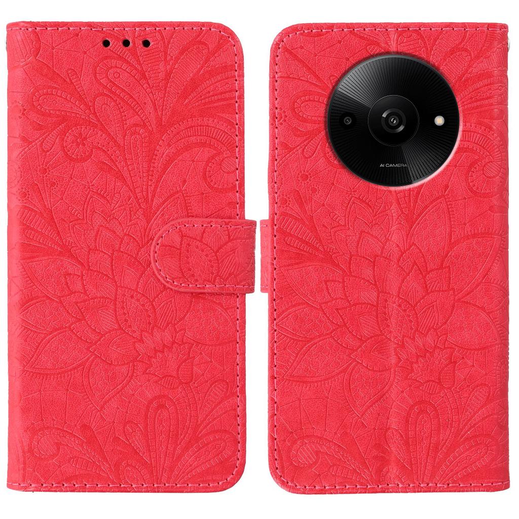 For Xiaomi Redmi A3 4G/A3x 4G/Poco C61 4G Case Lace Flowers PU Leather Flip Wallet Phone Cover