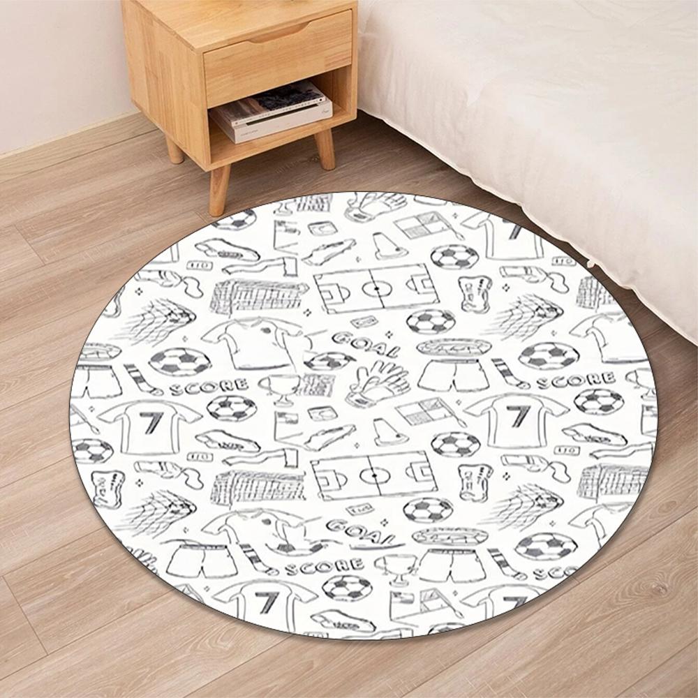 Fußball bedruckter runder Teppich Teppich Stuhlteppich Läufer Eingang Fußmatten, für Bürostuhl Wohnzimmer Schlafzimmer Küche.