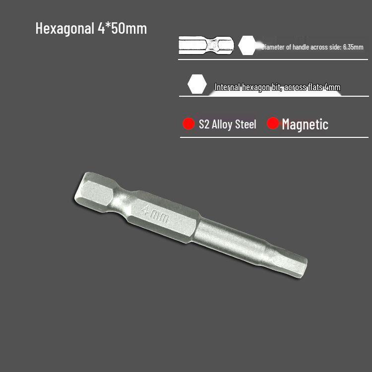 S2 Strong Magnetic Hex Socket Bit - High Strength, Shock Resistant for Hand Drills and Electric Screwdrivers