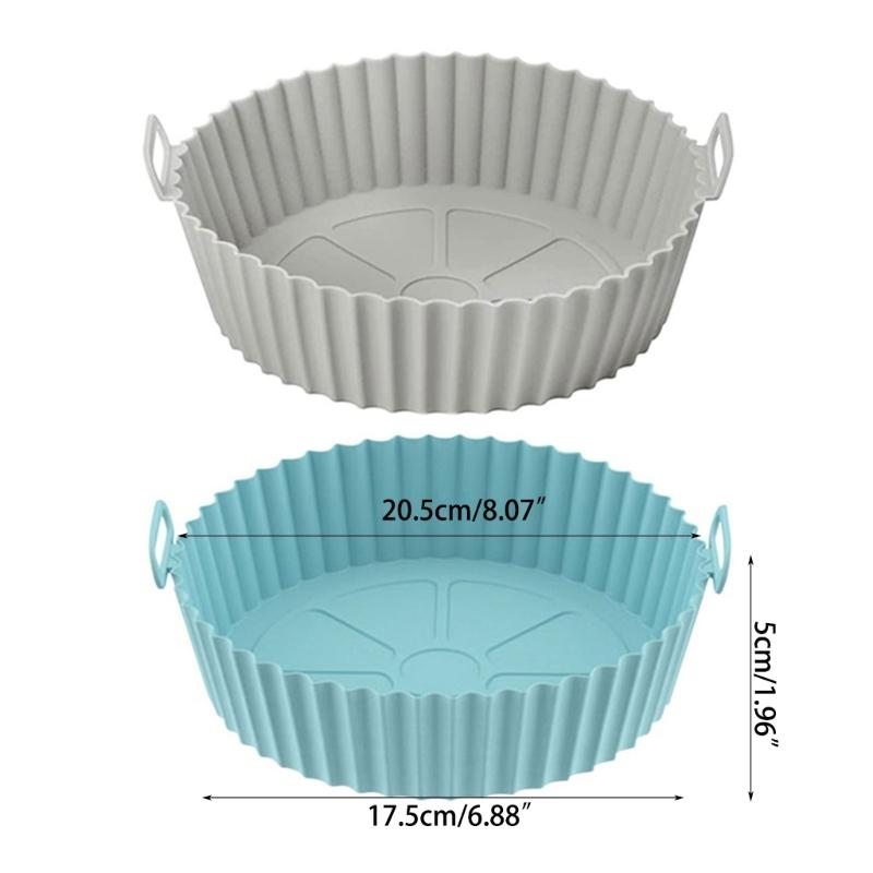 2Pcs Air Fryers Silicone Pot Non Liners Replacement Reusable Baking Tray Air Fryers Basket Dishwasher Safe
