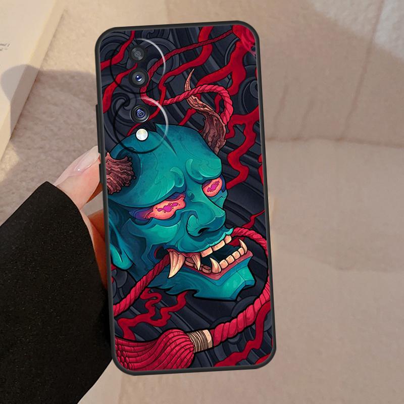 Japanese Oni Hannya Demon Mask For Honor 90 70 50 Lite Magic 5 Pro 8X 9X Phone Case For Honor X8a X9a X7a X6a X9 X7 X8 X9b