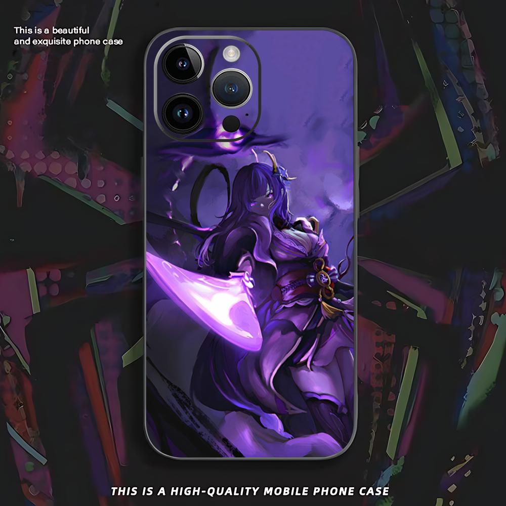 Genshin Impact Raiden Shogun Phone Case For iPhone 17 16 E 15 14 13 12 11 XS XR Plus Mini Pro Max Soft Black Shockproof Cover
