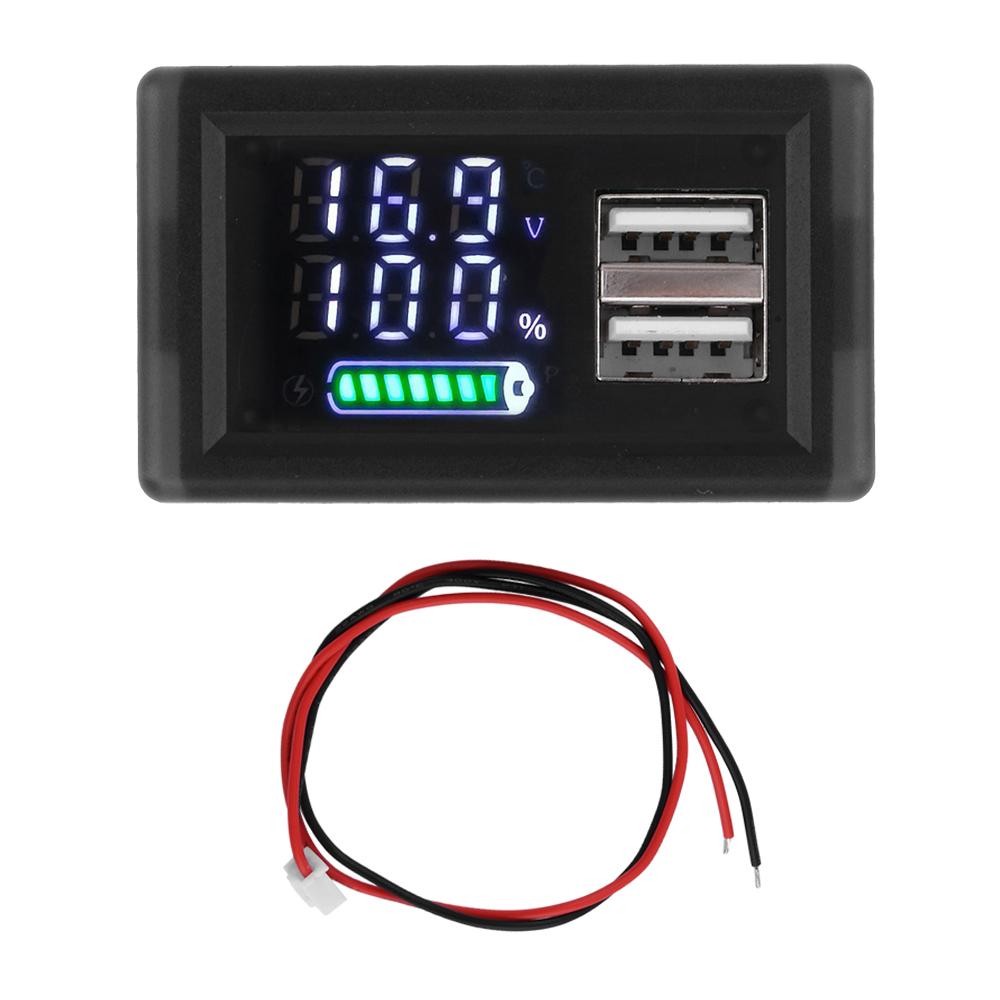 

ZFX-3079 DC 9–24V LED Dual-Display Voltmeter Universal Power Indicator for Lithium-Ion Batteries USB + Type-C Interface