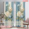 2pcs,2D Plane Printing Curtain Fabric Floral Drapery(1) Versatile Fabric (without Rod) Festive Perfect for Study, Living Room,