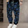 Men S Plus Size Abstract Printed Drawstring Jogger Pants White Grey Beige Cuffed Ankle Side Pockets Trousers