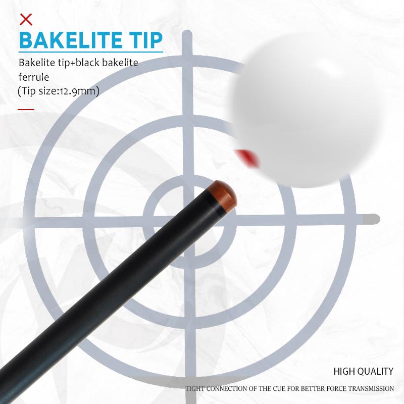 OKHEALING Karbonfaser Billard Queue Stick (Black Technology Niedrige Biegung Pro Taper Billard Queue 12,4 mm Spitze, Uni-loc Verbindung 147 cm, Spielqueue)