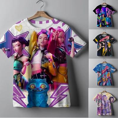 Summer Fashion Casual Kids T-shirt KPop Demon Hunters Cool Girls Tee Top Funny T-shirt KPop Demon Hunters Clothes