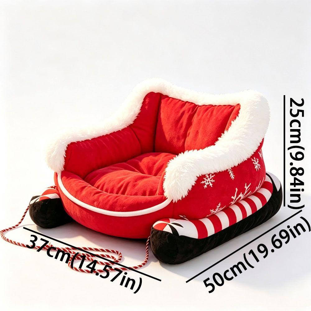 Reindeer Shape Christmas Sleigh Pet Bed Bite Resistant Xmas Sleigh Cat Nest Holiday Gift