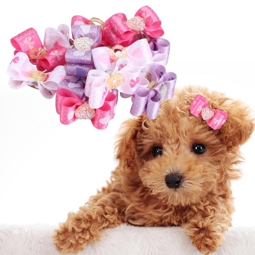 15Pcs Rainbow Ribbon Pet Bow Hair Bows Gradient Tone Gradient Ribbon Bow  Pet Hair Arrangement