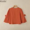ZANZEA Women Casual Sqaure Collar Loose 3/4 Sleeve Cotton Blouse