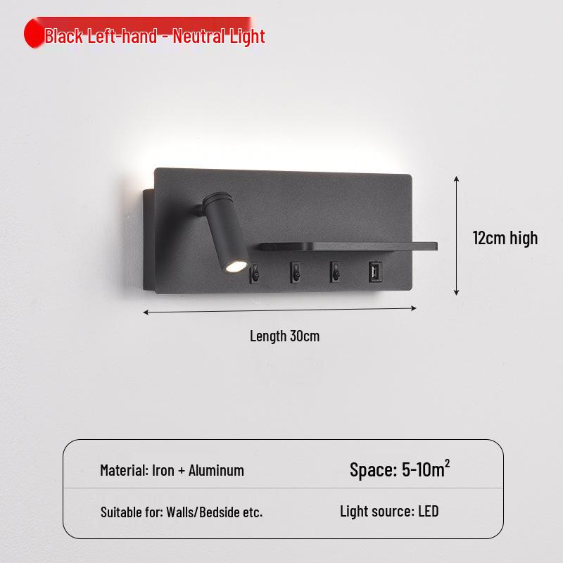USB Wall Lamp: Modern LED Bedside Reading Light for Living Room, Guest Room, or Hotel