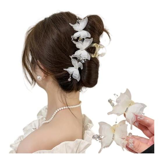 Hair Clip, Butterfly, 3 Piece Set, Bun Clip, Large, Small, Firmly Holds, Lots of Hair, Hair Ornament, Adults, Cute, Stylish, Bride, Hair Clip, Hair