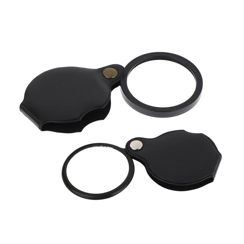 Mini Magnification 50/60/70MM Folding Magnifying Glass Folded Leather Case Portable Handheld Jewelry Loupe 8X