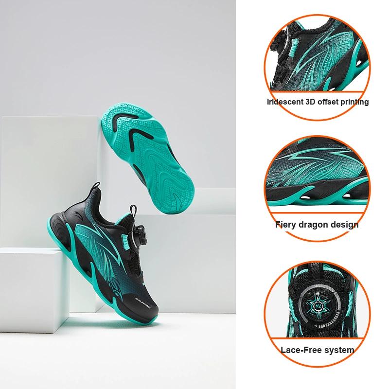 Anta Childrens Comfortable Running Shoes Kids Sneakers Black Green A12439912-2