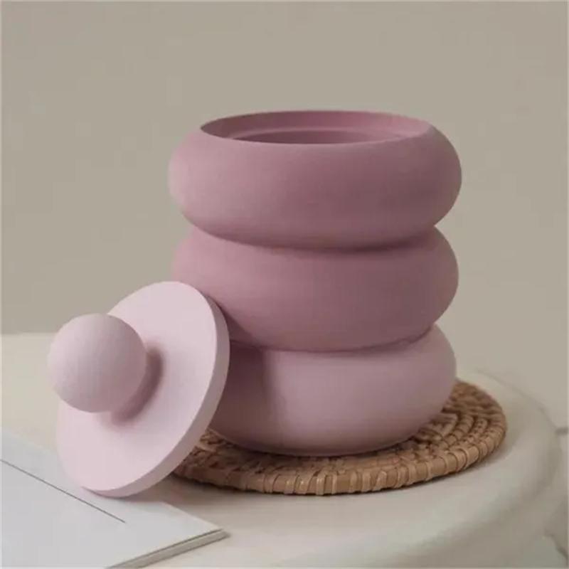 2pcs/set Small Pot Jars Silicone Molds with Lid for Concrete Plaster Resin Epoxy Craft DIY