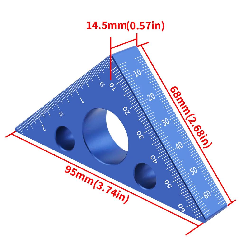 45/90 Degree Metric Scale Precision Angle Ruler Aluminum Alloy Thickened Height Ruler Multifunction Woodworking Tool
