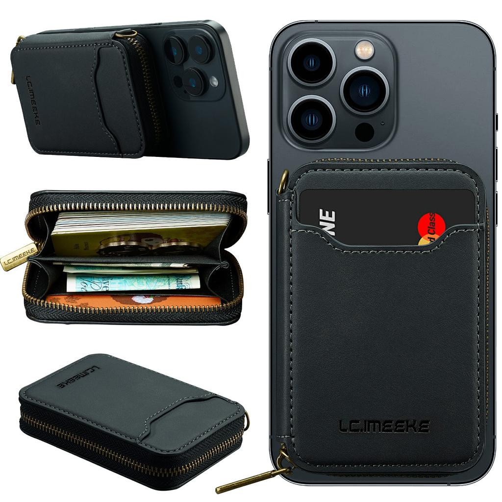 LC.IMEEKE L6 Zipper Wallet Case RFID Blocking Phone Magnetic Card Holder