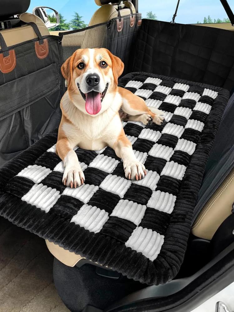 

Multi-Purpose Plush Thick Pet Cushion Floor Pad for Pets Comfortable Car Travel Bed Warm Soft Grid-Style Pets Mattress Washable чёрный