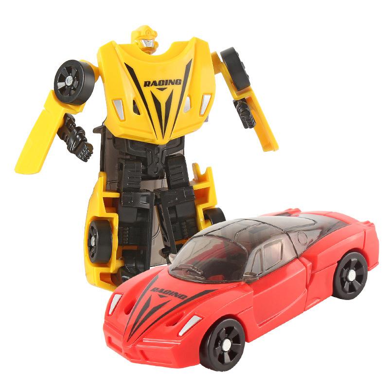 Children's Transforming Toy Car & Robot 2 In 1 Mini Manual Deformation Car Toy Pocket Robot Model Boy's Birthday Gift