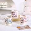 380ML Ceramic Coffee Mug Retro Vintage Floral Drinking Mugs Hand-Painted Floral Butterfly Pattern Tea Cup with Handle Gift for Women Girls