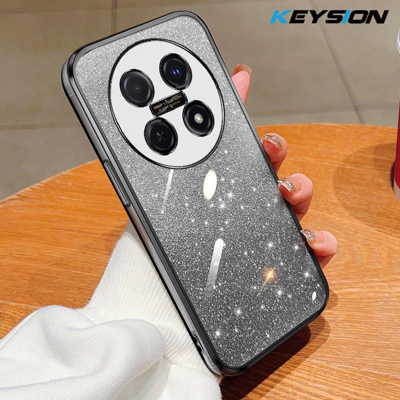 KEYSION Luxury Plating Glitter Phone Case for Huawei nova 13i 12i Transparent Soft TPU Shockproof Back Cover for Huawei nova 12i 13i for Huawei nova 13i чёрный