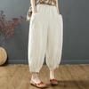 Vintage Harajuku Loose Cotton Linen Bloomers Pants Women Summer Oversize High Waist Elastic Korean Pockets Y2k Pants