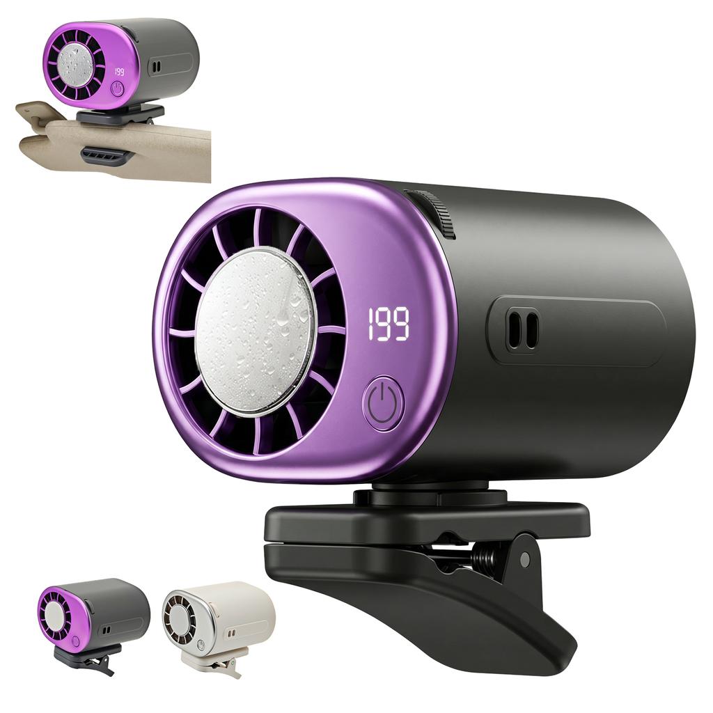 Car Clip On Air Conditioner Fan, 2026 USB Personal Cooler with 360° Rotation, 199 Speeds & Semi-Cooling Technology, LED Display