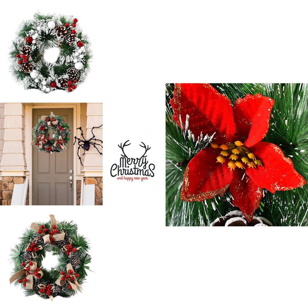 Stunning Wall Hanging Christmas Wreath With White Ornaments And Red Berries For Festive Decor