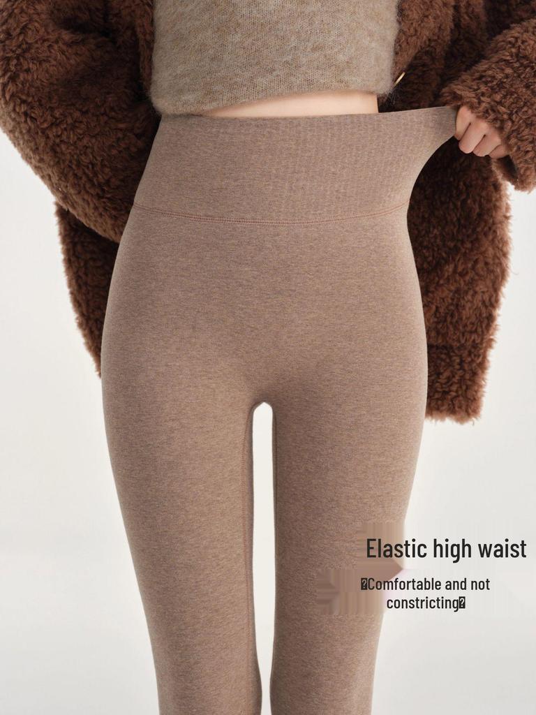 Velvet High-Waisted Women's Shark Pants: Warm, Elastic, Light Shaping, Slimming, Solid Color, Versatile Autumn/Winter Outerwear.