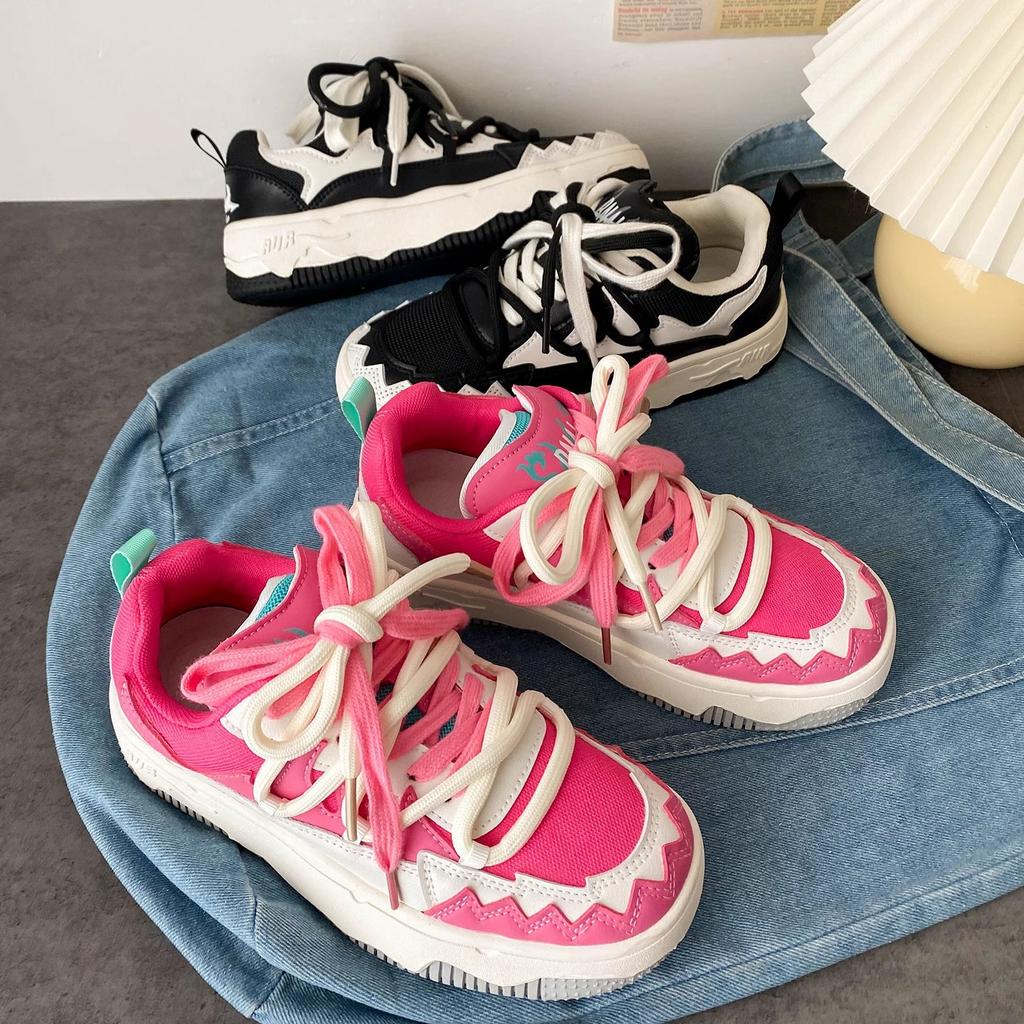 2025 New Niche Retro Breathable Sweet Cool Board Shoes Women's Versatile Platform Casual Pink Sneakers